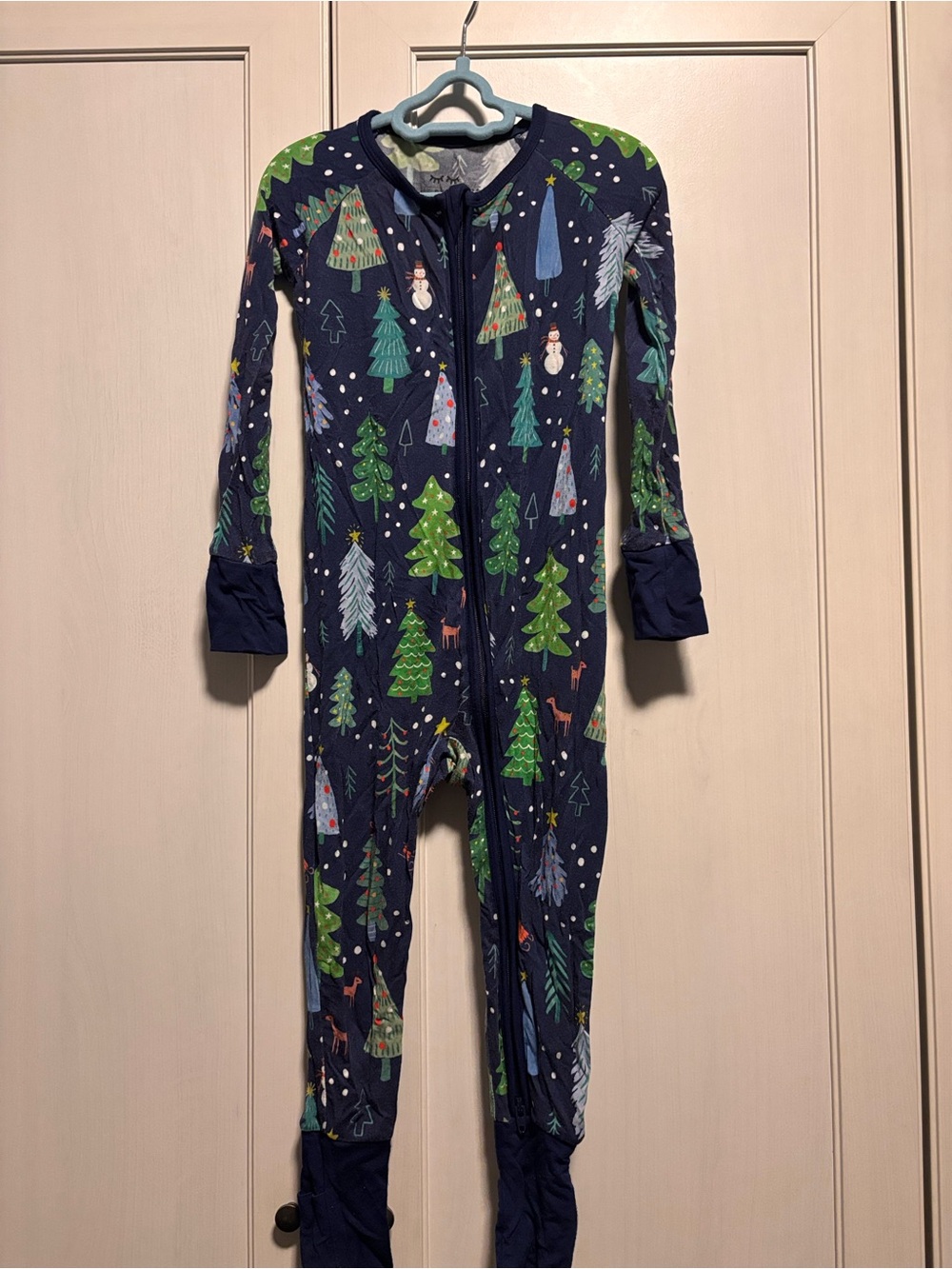 Little Sleepies Navy Blue Holiday Tree Footed